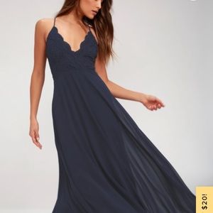 Lulus NWT navy lace maxi dress